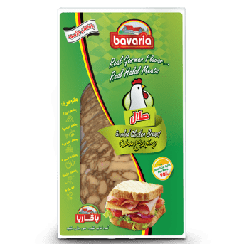 BAVARIA, Smoked Chicken Breast Ham with Black Pepper, Sliced Round 80mm Vacuum Pack 150g