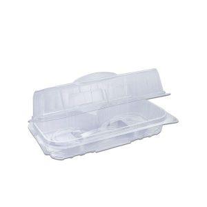 Pastripac 2-Comp Rectangular Clear Pastry Box w/ Handle