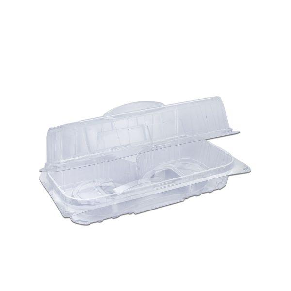 Pastripac 2-Comp Rectangular Clear Pastry Box w/ Handle