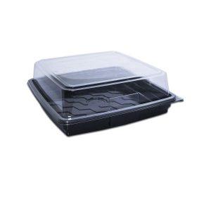 Combopac Black Square Container (PET) and Clear Dome Lid