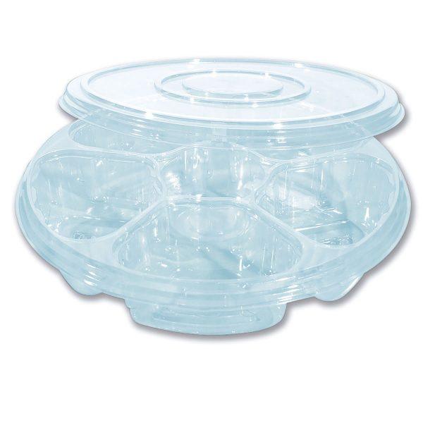 Combopac 6-Comp. Clear Round Container + Lid