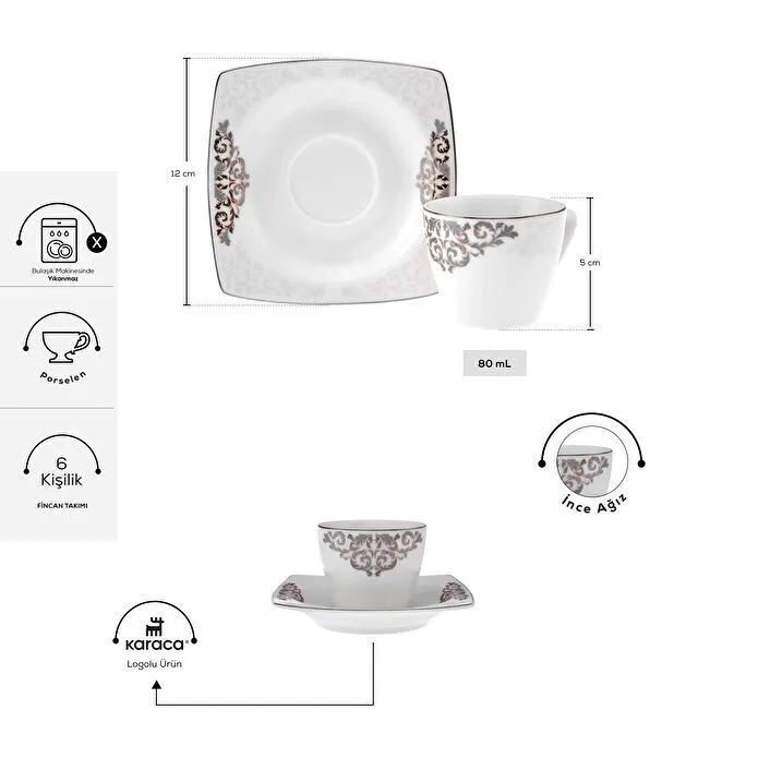 كاراجا نازندي طقم قهوة ل6 اشخاص 80مل